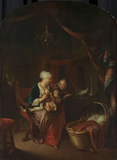Crib Prints: A Mother giving her Child the Breast, 1660-1676. Creator: Domenicus van Tol