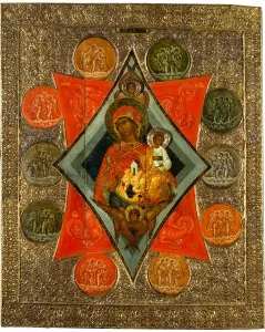 Theotokos Prints: Mother of God of the Burning Bush, Mid of 16th cen Artist: Russian icon
