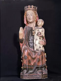 Mother of God, polychromed wood sculpture