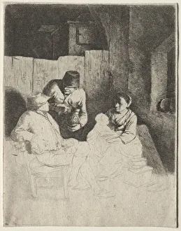 Mid 17th Century Prints: The Mother Seated in an Inn, mid 1600s