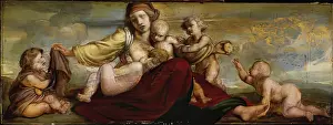 Crawling Prints: Motherhood - Sketch for fresco panel, c1844. Creator: William Dyce