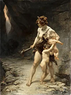Prehistory Collection: Two Mothers. Artist: Faivre, Leon Maxime (1856-1941)