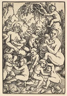 Grien Hans Baldung Prints: Two Mothers with Children (Die Kinderaue), ca. 1512. Creator: Hans Baldung