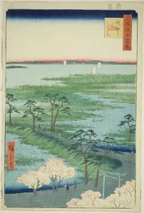 Moto-Hachiman Shrine, Sunamura (Sunamura Moto-Hachiman), from the series One... 1856. Creator: Ando Hiroshige. Moto-Hachiman Shrine, Sunamura (Sunamura Moto-Hachiman), from the series One... 1856. Creator: Ando Hiroshige