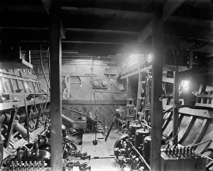 Motor boat Grayling, engine room, between 1905 and 1915. Creator: Unknown