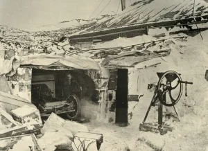 Shackleton Prints: The Motor Car in the Garage, and Maize-Crusher on the right, c1908, (1909)