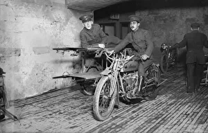 Ambulance Prints: Motor Cycle Ambulance, Hero Land, 1917. Creator: Bain News Service