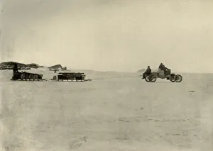 Shackleton Prints: The Motor Hauling Stores for a Depot, 1909
