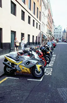 Line Up Prints: Motorcycle parking area, London 1999
