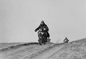 Motorcycling Prints: Motorcycle taking part in a trial, c1930s. Artist: Bill Brunell
