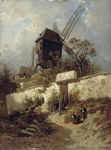 Canvasmaterial Prints: Moulin de la Galette in Montmartre, 1856. Creator: Eugene Ciceri