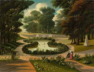 Primitivism Collection: Mount Auburn Cemetery, mid 19th century. Creator: Thomas Chambers