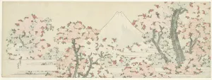 The Mount Fuji with Cherry Trees in Bloom. Artist: Hokusai, Katsushika (1760-1849)