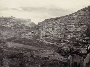 Mount Moriah Prints: Mount Moriah, Jerusalem, from the Well of En Rogel, ca. 1857. Creator: Francis Frith