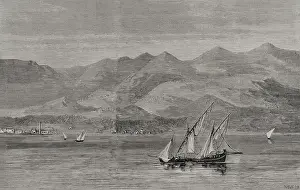 Mount Pelion from the Gulf of Volos, Thessaly, Greece, 1878. Creator: Andres Ovejero