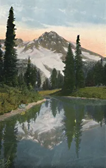 Mount Rainier Prints: Mount Rainier and Reflection Lake, c1916. Artist: Asahel Curtis