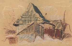 1929 Prints: Mountain cottage, around 1929. Creator: Zolo Palugyay