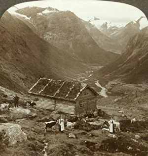 Underwood Travel Library Gallery: From the mountain inn at Vidde saeter down the Vidde valley - Mt. Skaala in right distance
