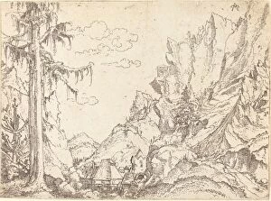 Etching On Laid Paper Gallery: Mountain Landscape, 1510 / 1525. Creator: Erhard Altdorfer
