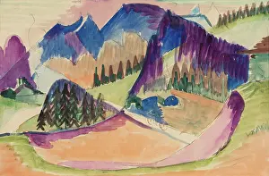 Purple Prints: Mountain Landscape, between 1923 and 1926. Creator: Ernst Kirchner