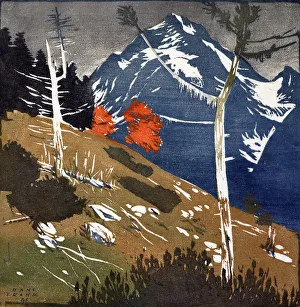 Weathered Prints: Mountain landscape, 1945. Creator: Hans Frank