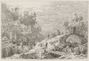 Mountain Landscape with Five Bridges [lower right], c. 1735 / 1746. Creator: Canaletto