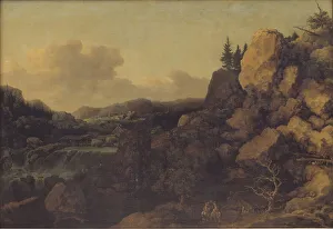 Aldret Van Everdingen Prints: Mountain Landscape with a Couple of Horsemen in the Foreground