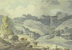 Wheatley Francis Prints: Mountain landscape, a girl on horseback on the path