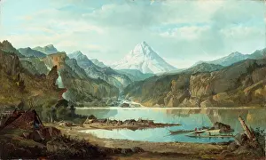 Stanley Prints: Mountain Landscape with Indians, between 1870 and 1875. Creator: John Mix Stanley