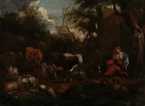 Mountain Landscape with Resting Woman, probably between 1710 and 1760. Creator: Jan van Gool