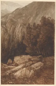 Bernese Alps Prints: Mountain landscape with rocks and trees in Berner Oberland