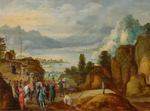 Momper Prints: Mountain landscape with the shot of William Tell