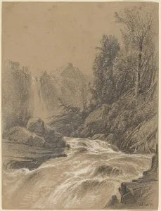 Mountain Landscape, Stream and Waterfall, 1860. Creator: William Hart