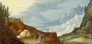 Exploring Prints: Mountain Landscape with Travelers, c1600-1700. Creator: Unknown