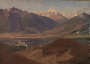 Millboard Prints: Mountain Landscape in Venosta with the Castle Coira and the Mountain Ortles