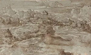 Campagnola Gallery: Mountain landscape with a village and a castle
