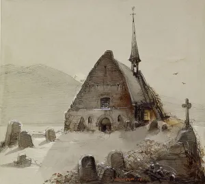 Churchyard Prints: Mountain Scene, 1852. Creator: Caspar Scheuren