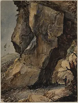 Geological Prints: Mountain Scene with Crag and Soldiers, c1849. Creator: George Loring Brown