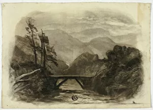 Stream Gallery: Mountain Stream with Small Bridge II, c. 1855. Creator: Elizabeth Murray