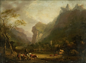 Mountain Valley with a Figural Group in the Foreground, 1800-1820. Creator: Unknown
