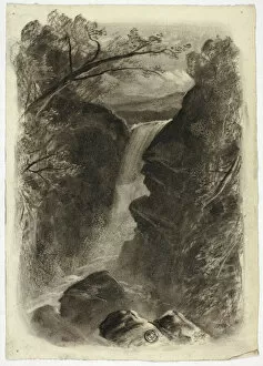 Cavern Collection: Mountain Waterfall, c. 1855. Creator: Elizabeth Murray
