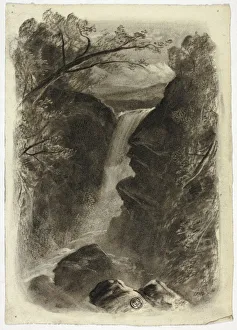 Elizabeth Heaphy Prints: Mountain Waterfall, c. 1855. Creator: Elizabeth Murray
