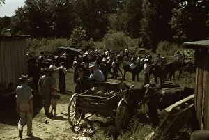 Mountaineers and farmers trading mules and horses on Jockey St. Campton, Wolfe County, Ky. 1940 Creator: Marion Post Wolcott