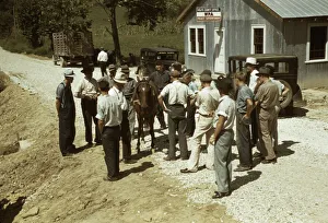 Mountaineers and farmers trading mules and horses on Jockey St. Campton, Wolfe County, Ky. 1940 Creator: Marion Post Wolcott