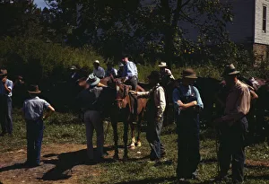Mountaineers and farmers trading mules and horses on Jockey St. Campton, Wolfe County, Ky. 1940 Creator: Marion Post Wolcott
