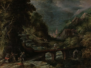 Stone Bridge Prints: Mountainous Forest Landscape, 1622. Creator: Frederik van Valckenborch