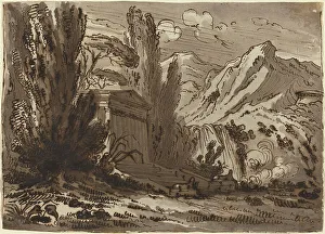 Gianni Felice Prints: Mountainous Landscape with Classical Temple. Creator: Felice Giani