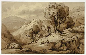 James Robertson Prints: Mountainous Landscape with Two Figures in Foreground, n.d. Creator: James Robertson