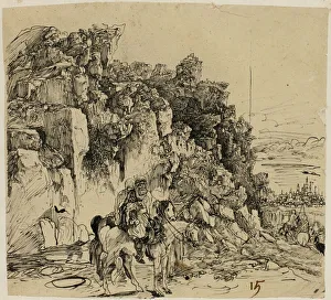 Bresdin Rodolphe Prints: Mountainous Landscape with Horsemen, n. d. Creator: Rodolphe Bresdin