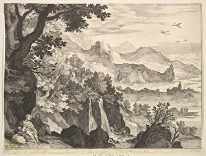 Gillis Sadeler Ii Prints: Mountainous Landscape with the Rest on the Flight into Egypt. n. d